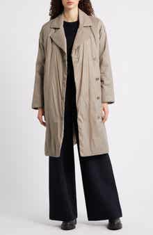 Eileen Fisher High Collar Padded Longline Coat