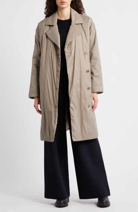 Eileen Fisher High Collar Padded Longline Coat