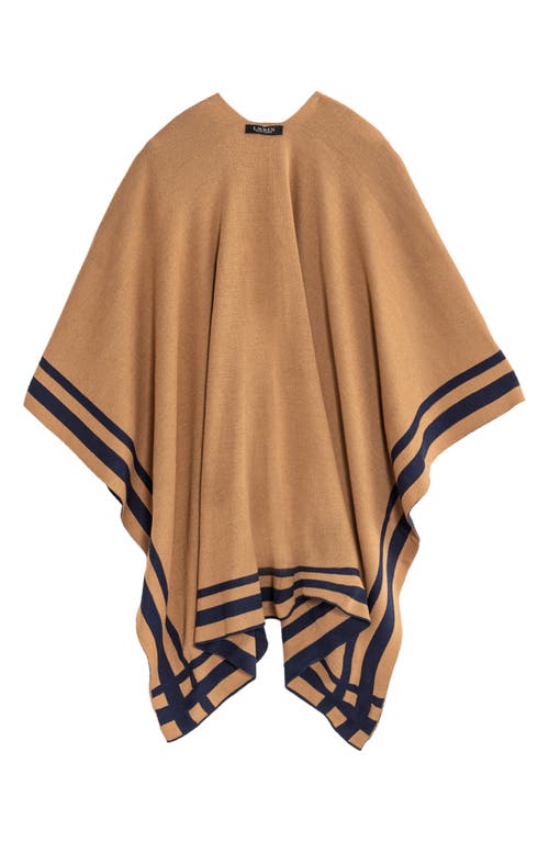 Ralph Lauren Lauren Jet Setter Reversible Knit Poncho In Brown