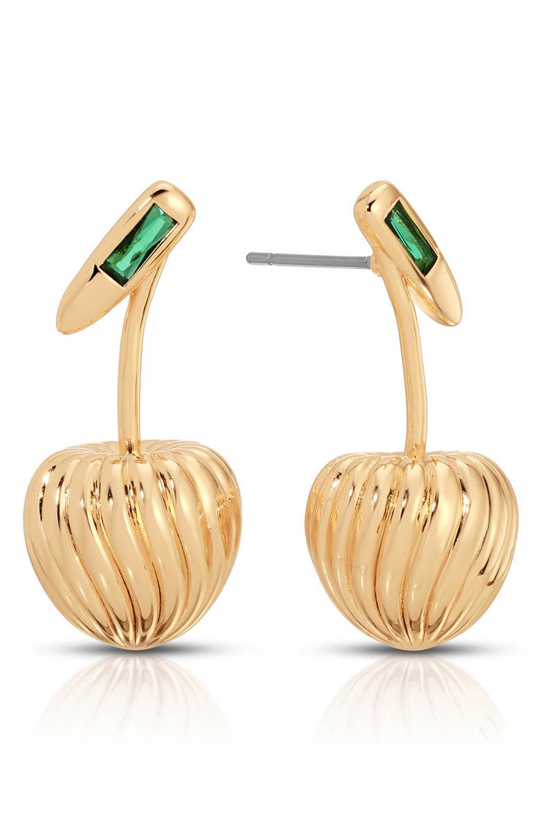 Ettika Sweet Cherry Drop Earrings, Alternate, color, Green