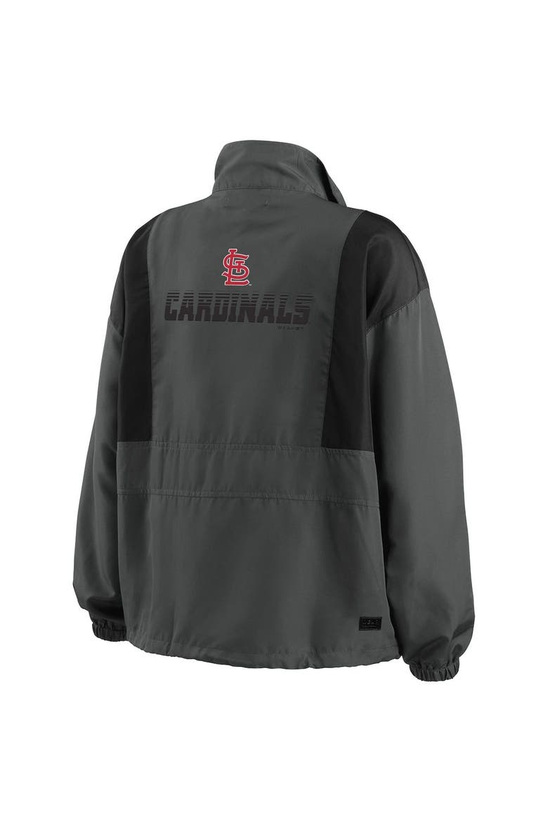 Women's WEAR by Erin Andrews Charcoal St. Louis Cardinals Packable Half-Zip Jacket, Alternate, color, Charcoal