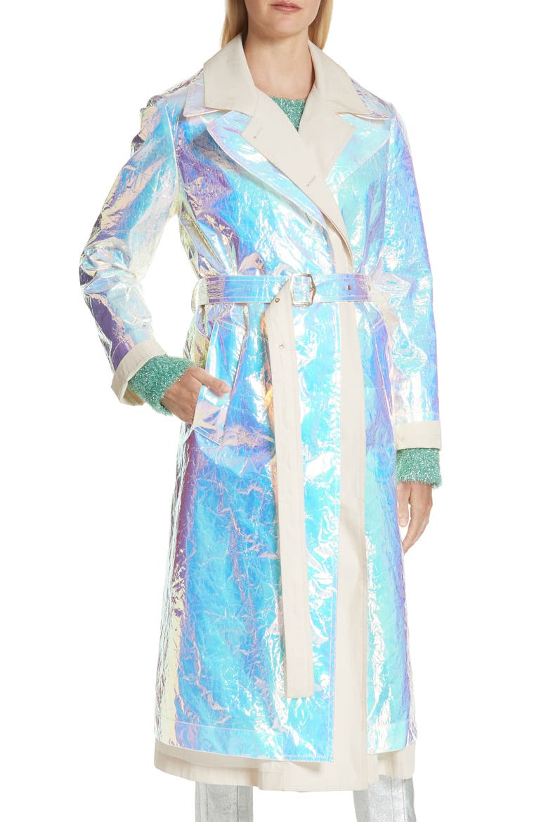 Devin Iridescent Layered Trench Coat, Alternate, color, IRIDESCENT