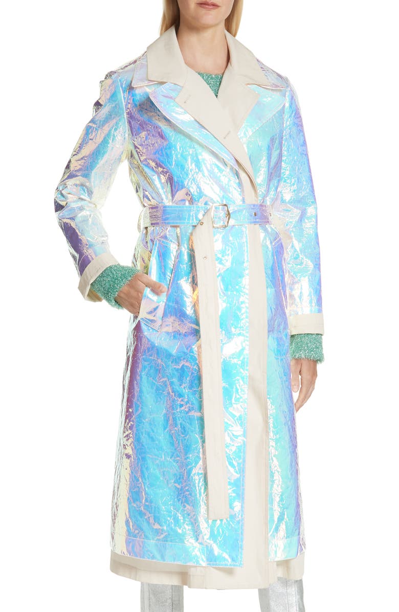Sies Marjan Devin Iridescent Layered Trench Coat, Alternate, color, 