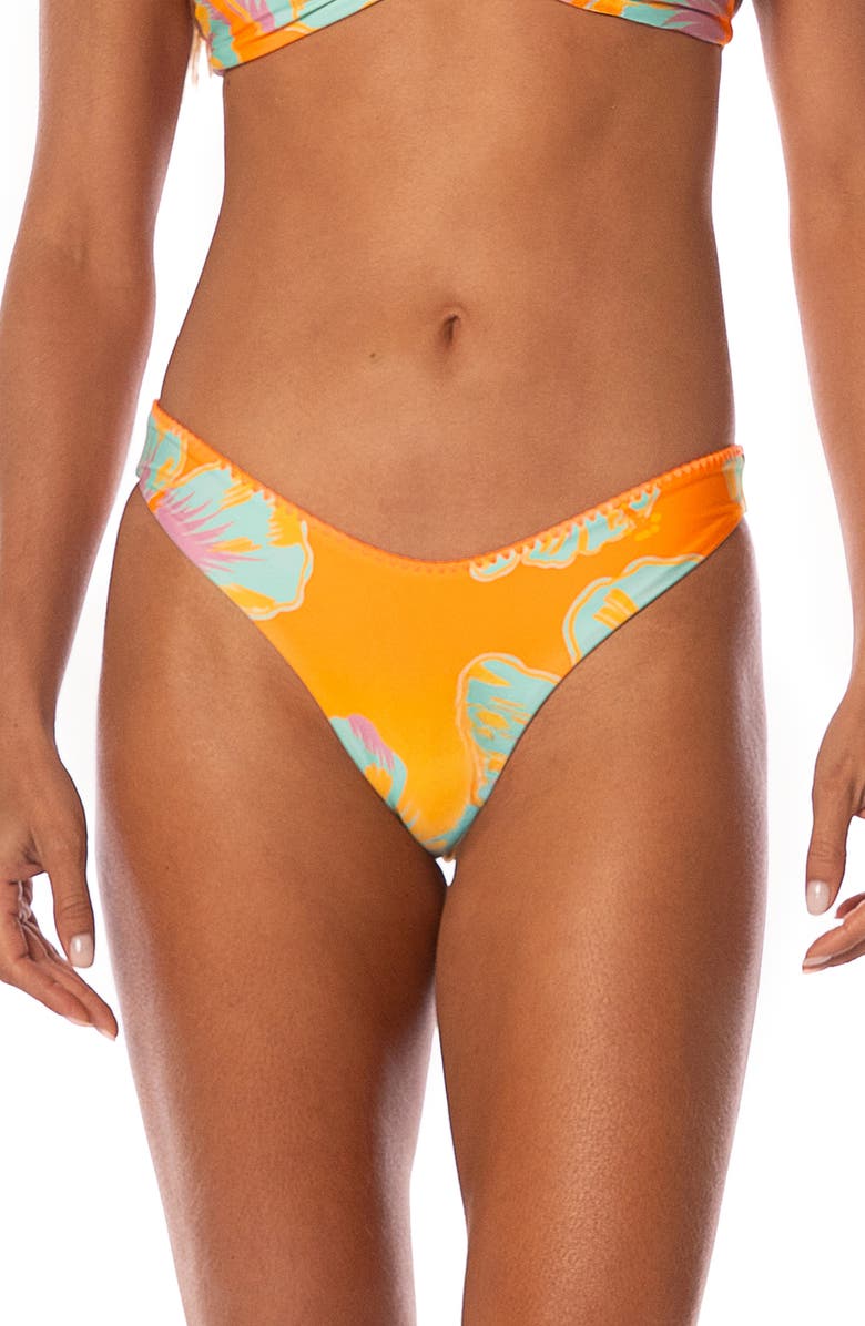 Maaji Hawaiian Floral Splendour Reversible Bikini Bottoms, Main, color, Orange