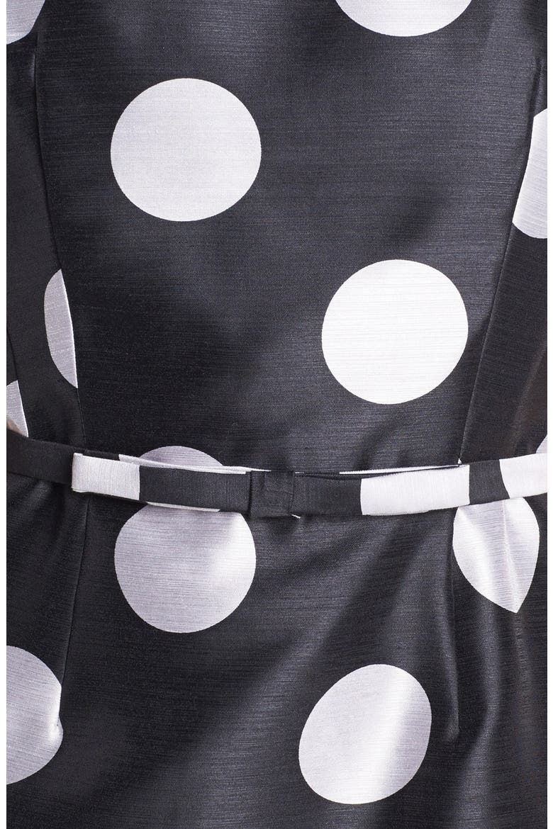 Polka Dot Sheath Dress, Alternate, color, BLACK/ SILVER