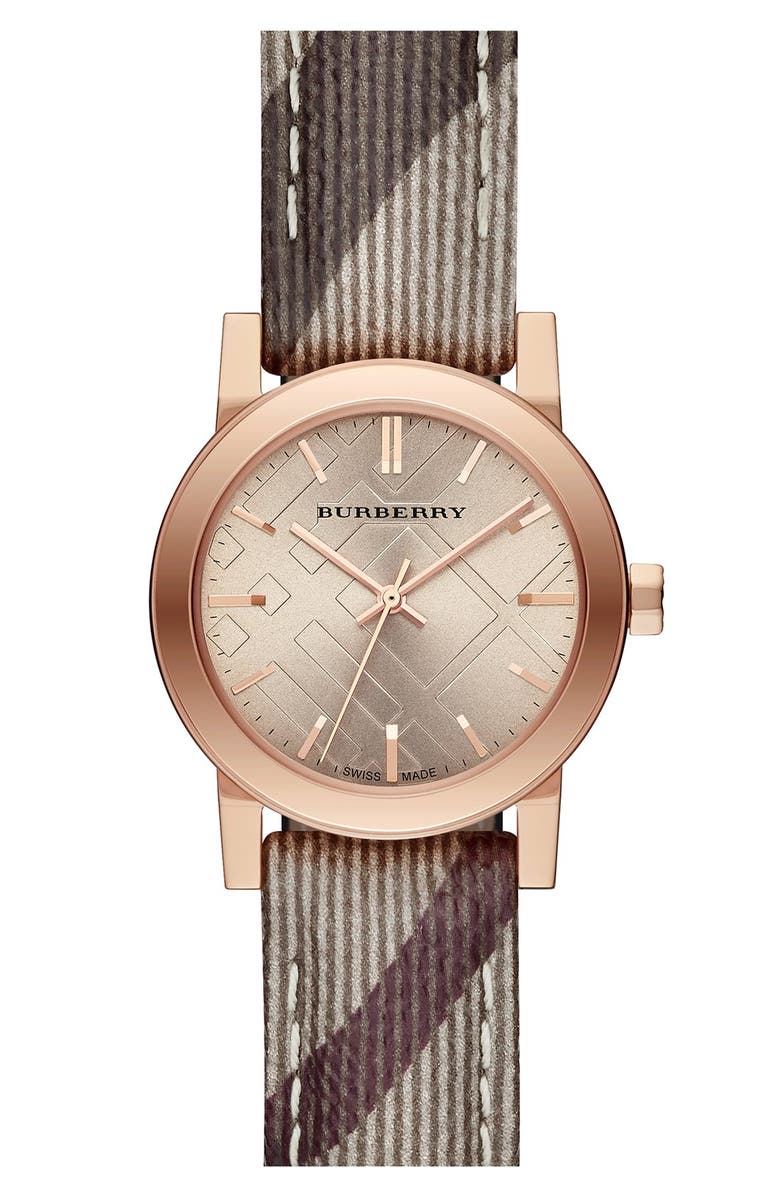 Burberry Small Check Strap Watch, 26mm, Main, color,