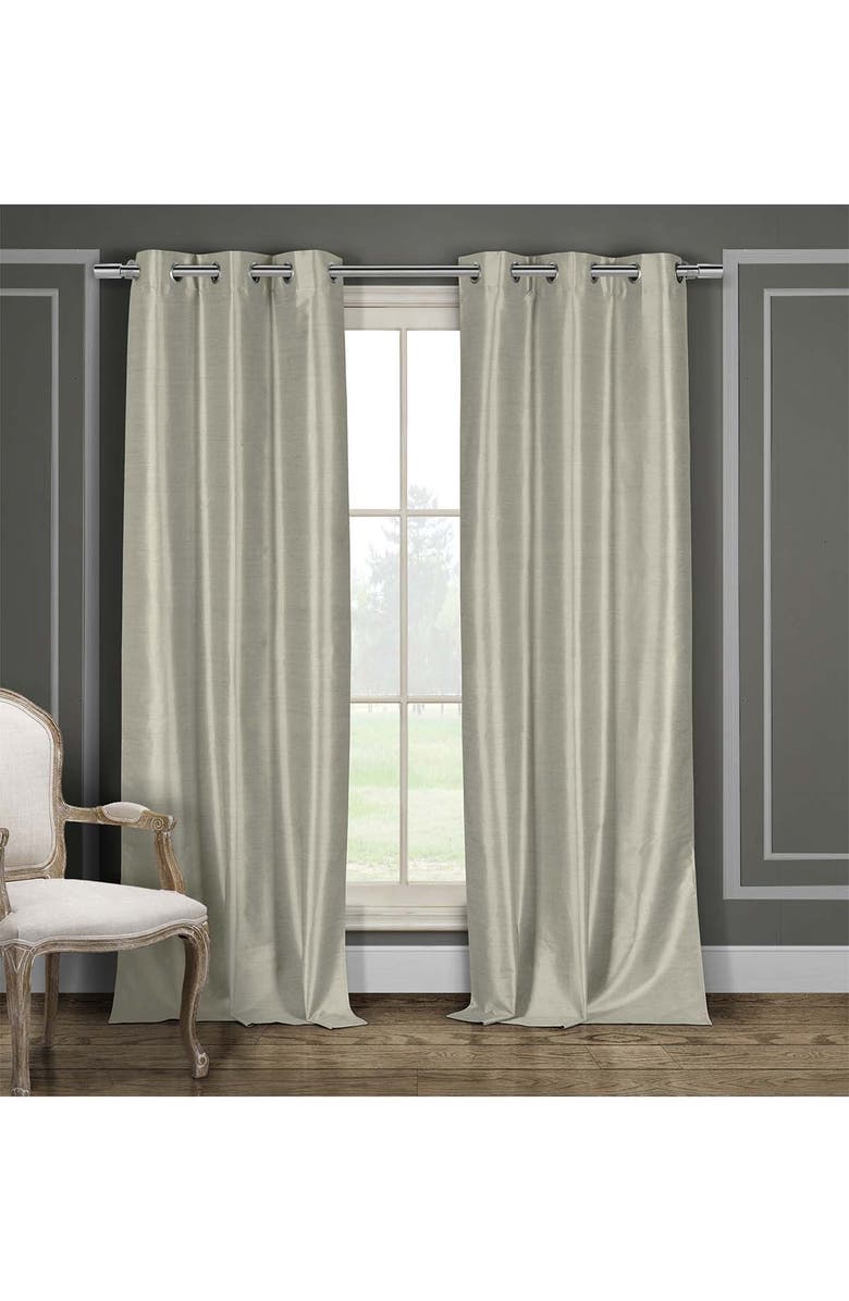Duck River Textile Daenery's Faux Silk Foamback Grommet Curtains 96L - Set of 2 - Taupe, Alternate, color,