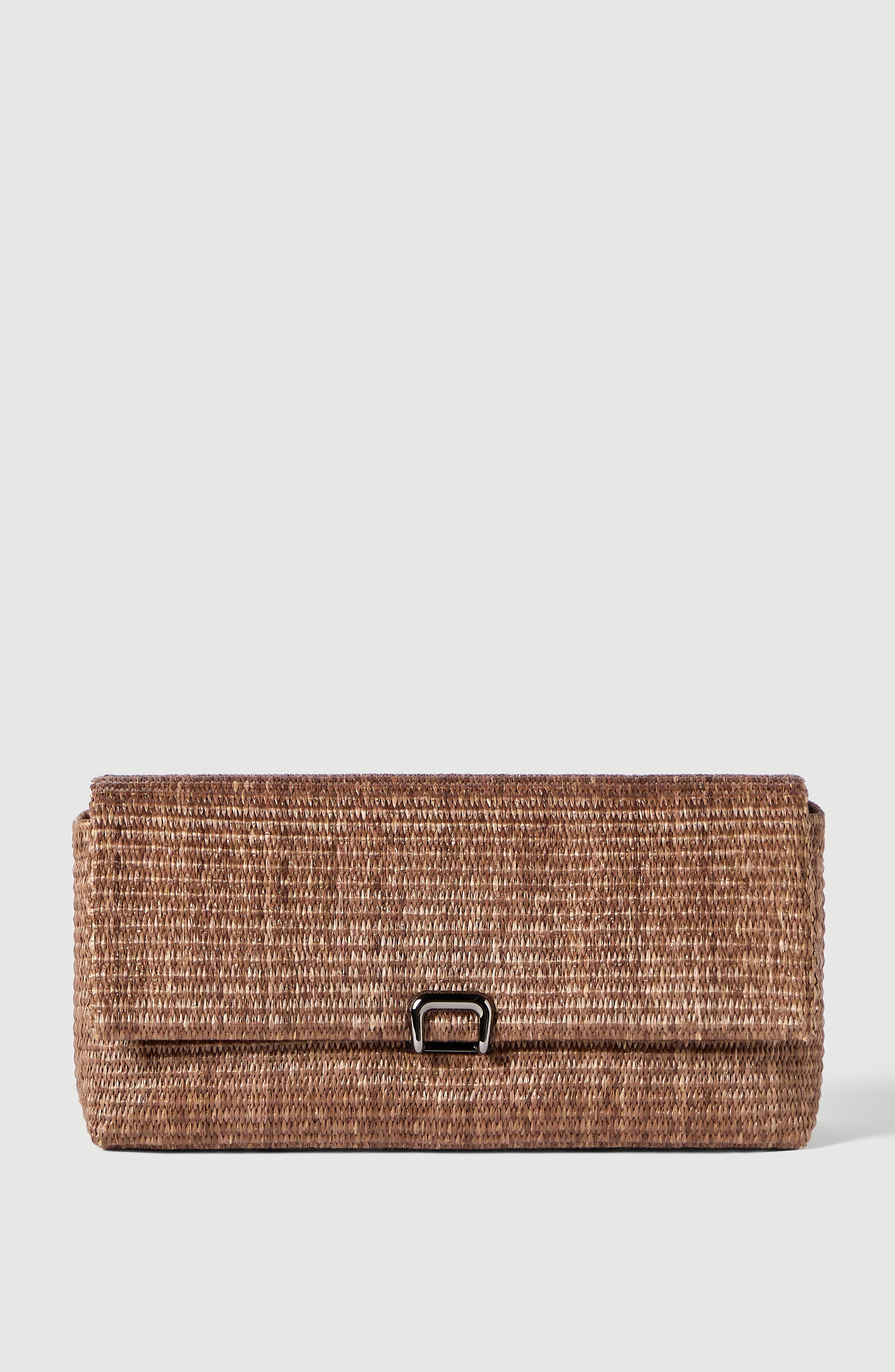 Brunello Cucinelli Raffia sartorial clutch bag, Alternate, color, Light Brown