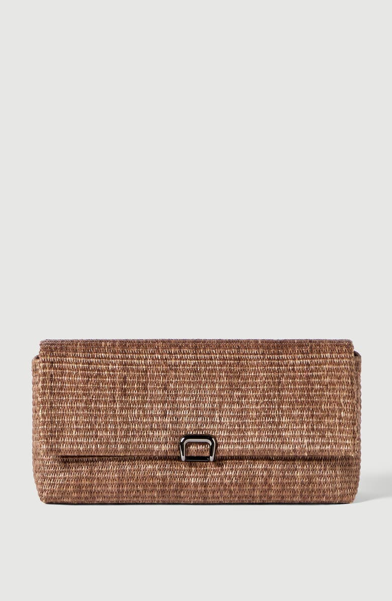 Brunello Cucinelli Raffia sartorial clutch bag, Alternate, color, Light Brown