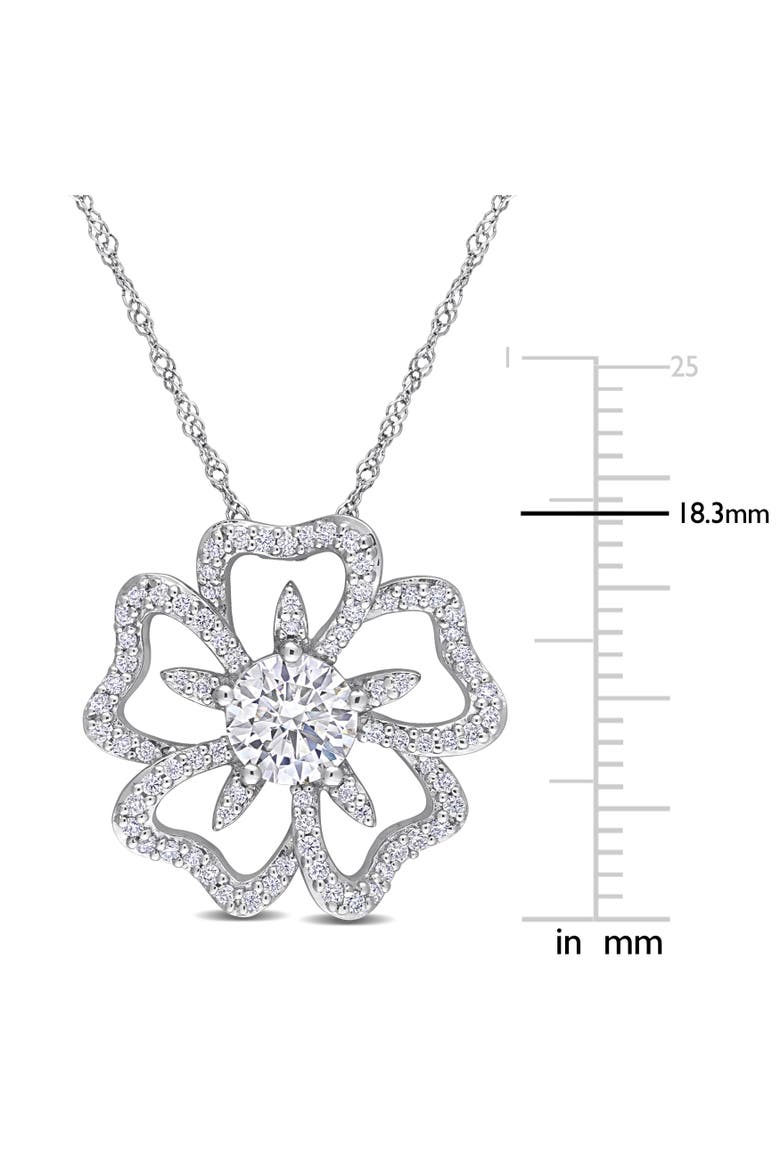 Moissanite Flower Pendant, Alternate, color, Sterling Silver