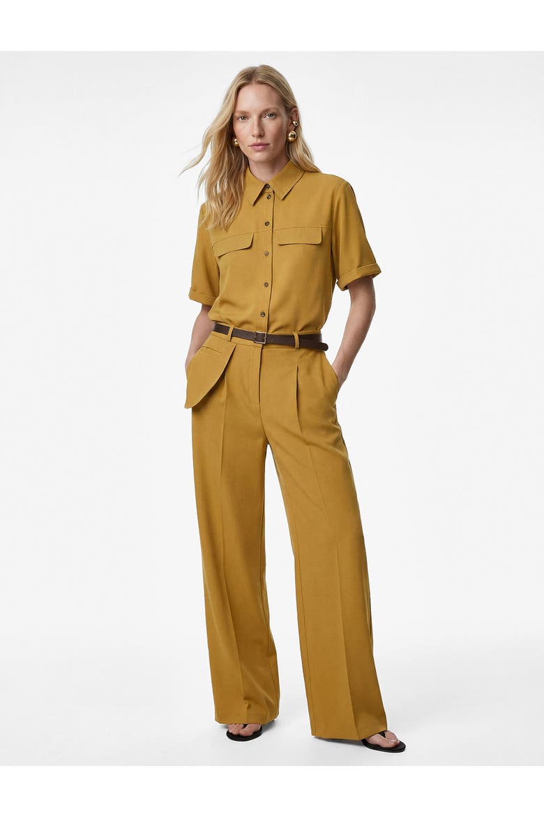 Wide Leg Belted Trousers with Pocket Detail, Main, color, KHAKI
