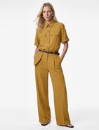 Koton Wide Leg Belted Trousers with Pocket Detail