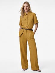 Koton Wide Leg Belted Trousers with Pocket Detail