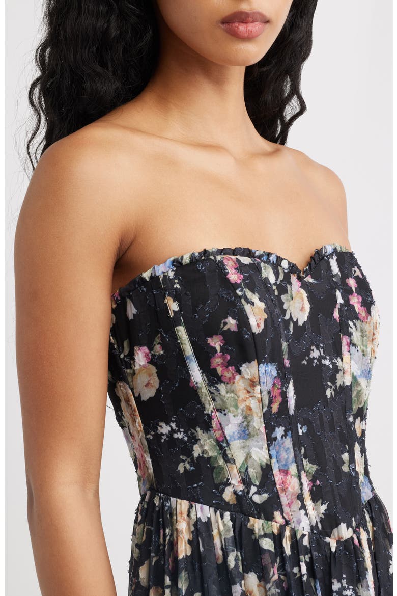 Remi Floral Corset Maxi Gown, Alternate, color, BLACK MULTI