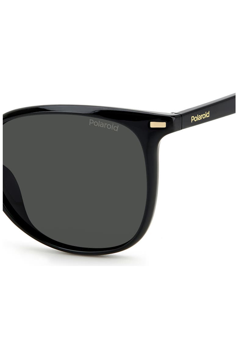 57mm Polarized Cat Eye Sunglasses, Alternate, color, BLACK / GRAY POLARIZED