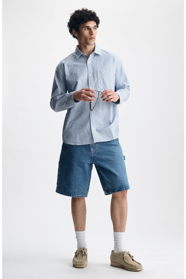 Stripe Seersucker Button-Up Shirt, Alternate, color, BLUE STRIPED