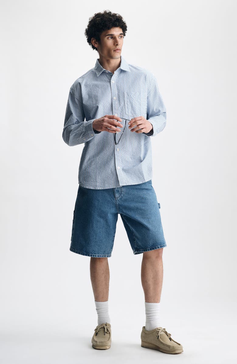 Brooklyn Industries Stripe Seersucker Button-Up Shirt, Alternate, color, Blue Striped