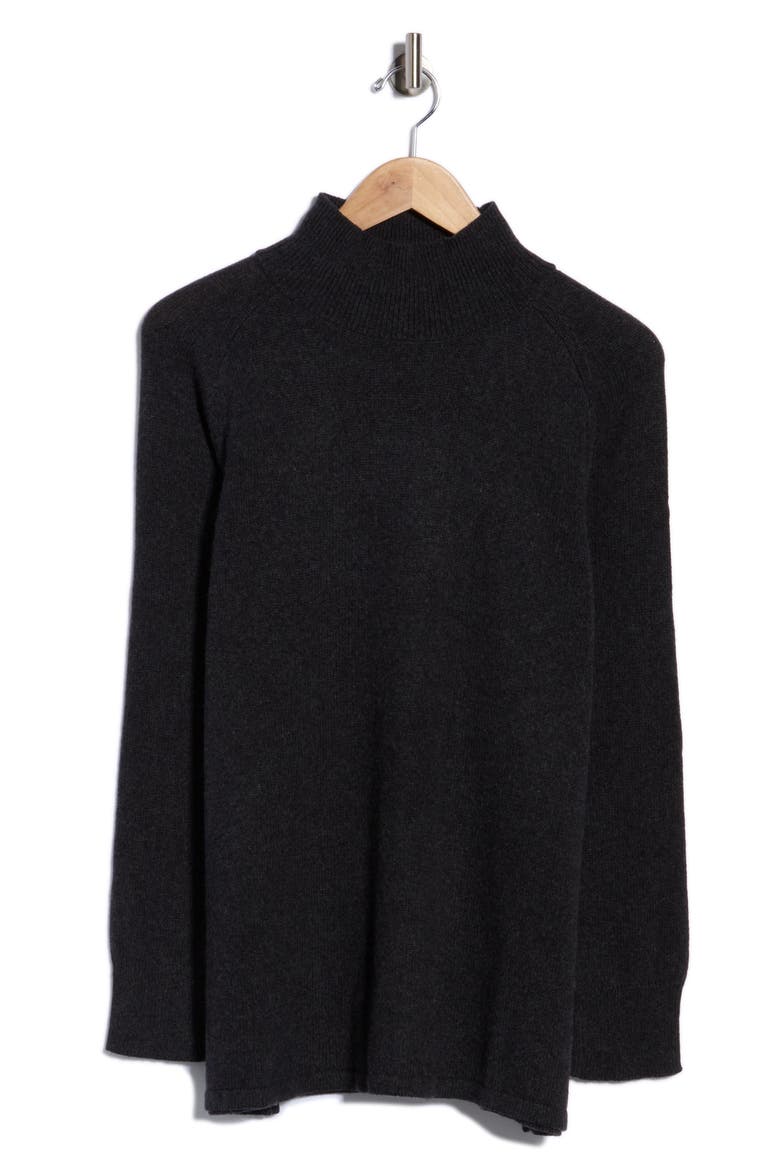 Organic Cotton & Recycled Cashmere Turtleneck Tunic Top, Main, color, CHARCOAL