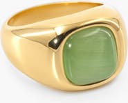Meideya Green Cats Eye Signet Ring