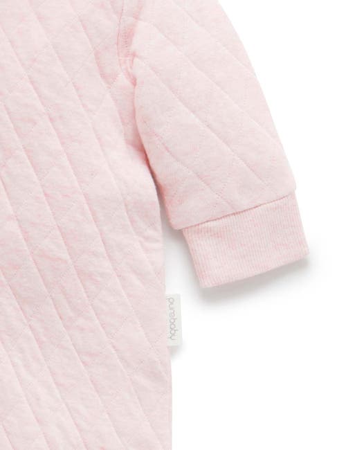 Purebaby Quilted Hooded Coverall Onsie In Pink