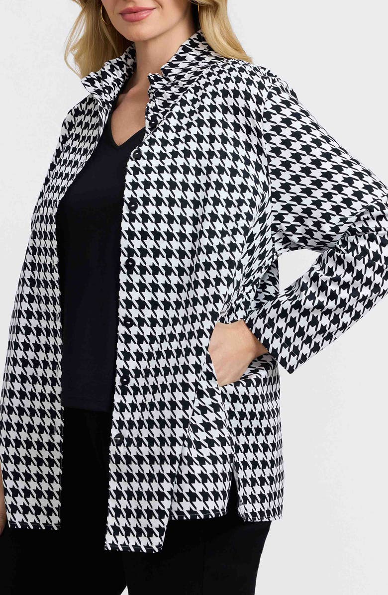Foxcroft Carolina Houndstooth Cotton Button-Up Shirt, Alternate, color, Black/ White