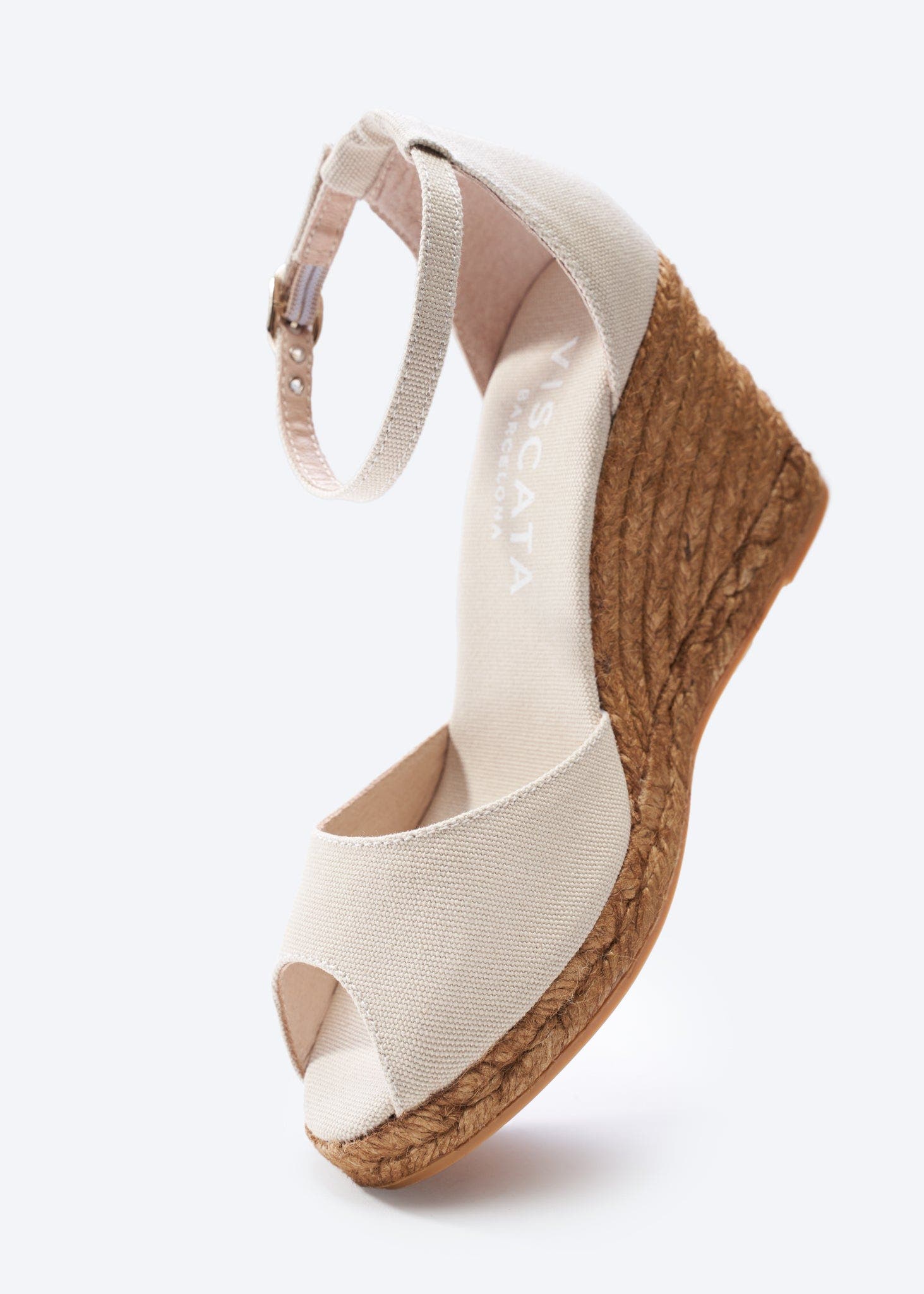 VISCATA Aiguafreda Canvas Espadrille Sandal Wedges, Alternate, color, Beige