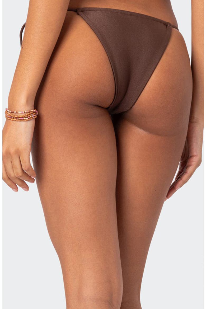 Puka Charm Side Tie Bikini Bottoms, Alternate, color, BROWN