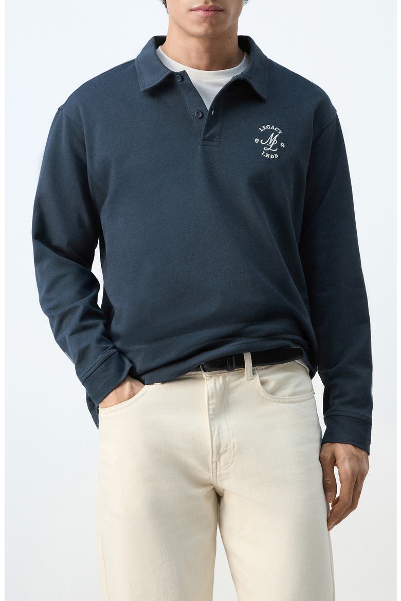 Cotton Embroidered Graphic Polo, Main, color, NAVY