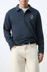MANGO Cotton Embroidered Graphic Polo