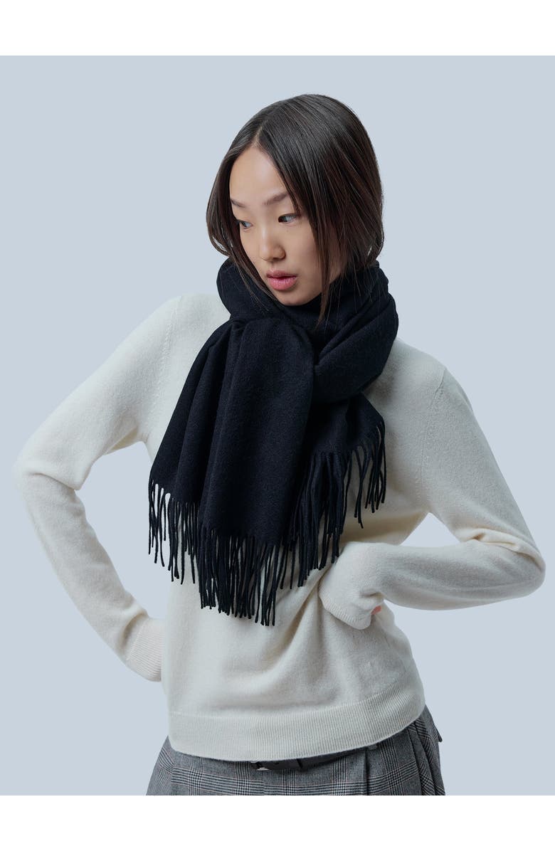 Gobi Cashmere Wide Fringe Scarf, Alternate, color, Black