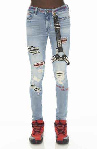 Cult of Individuality Punk Super Skinny Jeans with Studded Leg Harness