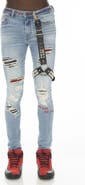 Cult of Individuality Punk Super Skinny Jeans with Studded Leg Harness