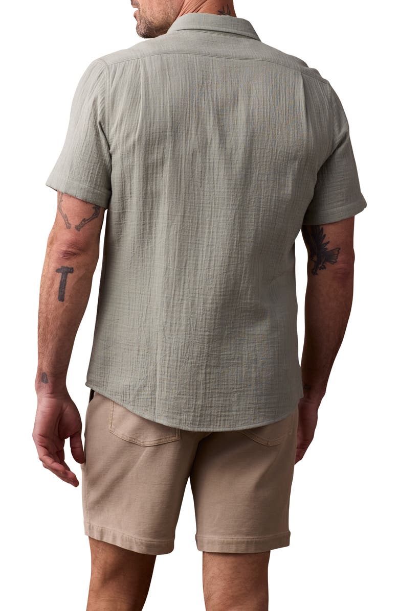 The Normal Brand Kalo Cotton Gauze Short Sleeve Button-Up Shirt, Alternate, color, Juniper
