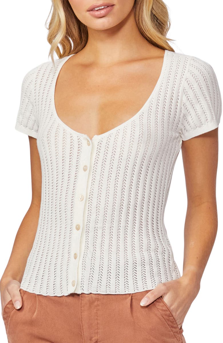 PAIGE Anthy Open Stitch Knit Top, Main, color, White
