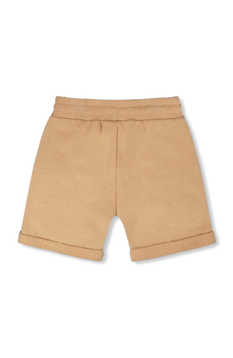 Deux par Deux Elastic Waist with Drawstring French Terry Shorts, Alternate, color, Beige