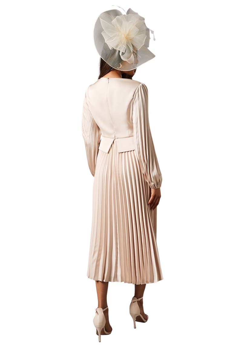 Petite Pleat Skirt Midi Dress, Alternate, color, Champagne