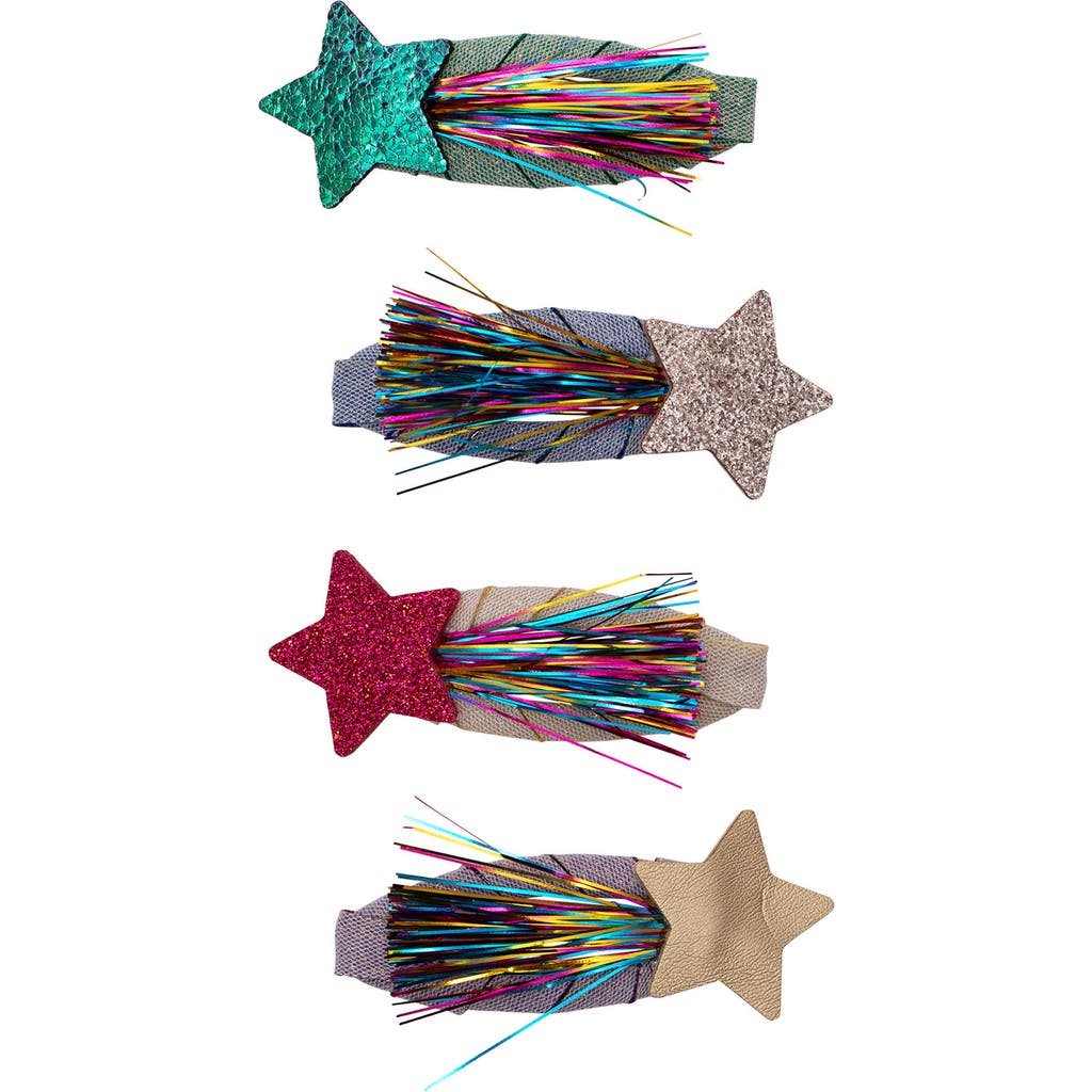 Mimi & Lula Kids' 4-pack Tinsel Star Clic Clacs Hair Clips In Multi