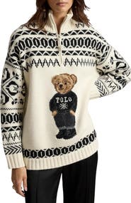 Polo Ralph Lauren Intarsia Bear Half Zip Sweater