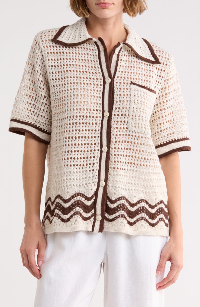 DRESS TO Collared Button Front Shirt, Main, color, Beige Grao