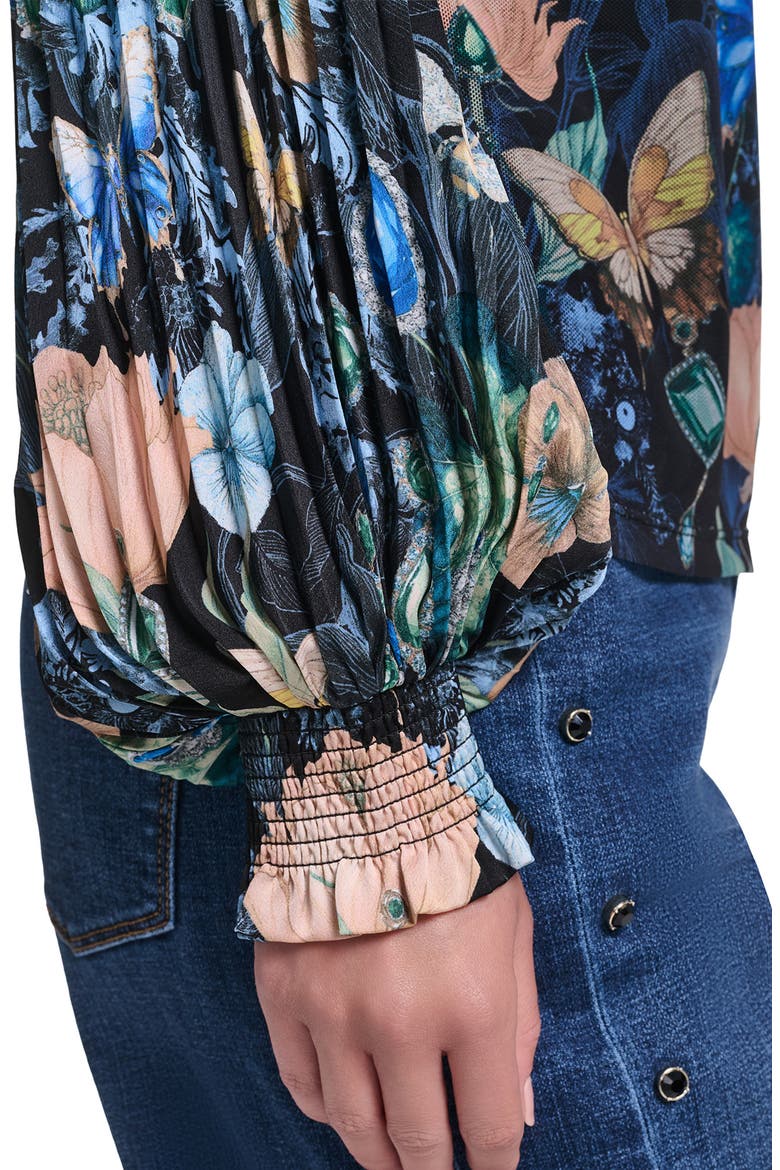 Floral Long Sleeve Knit Top, Alternate, color, BLACK MULTI