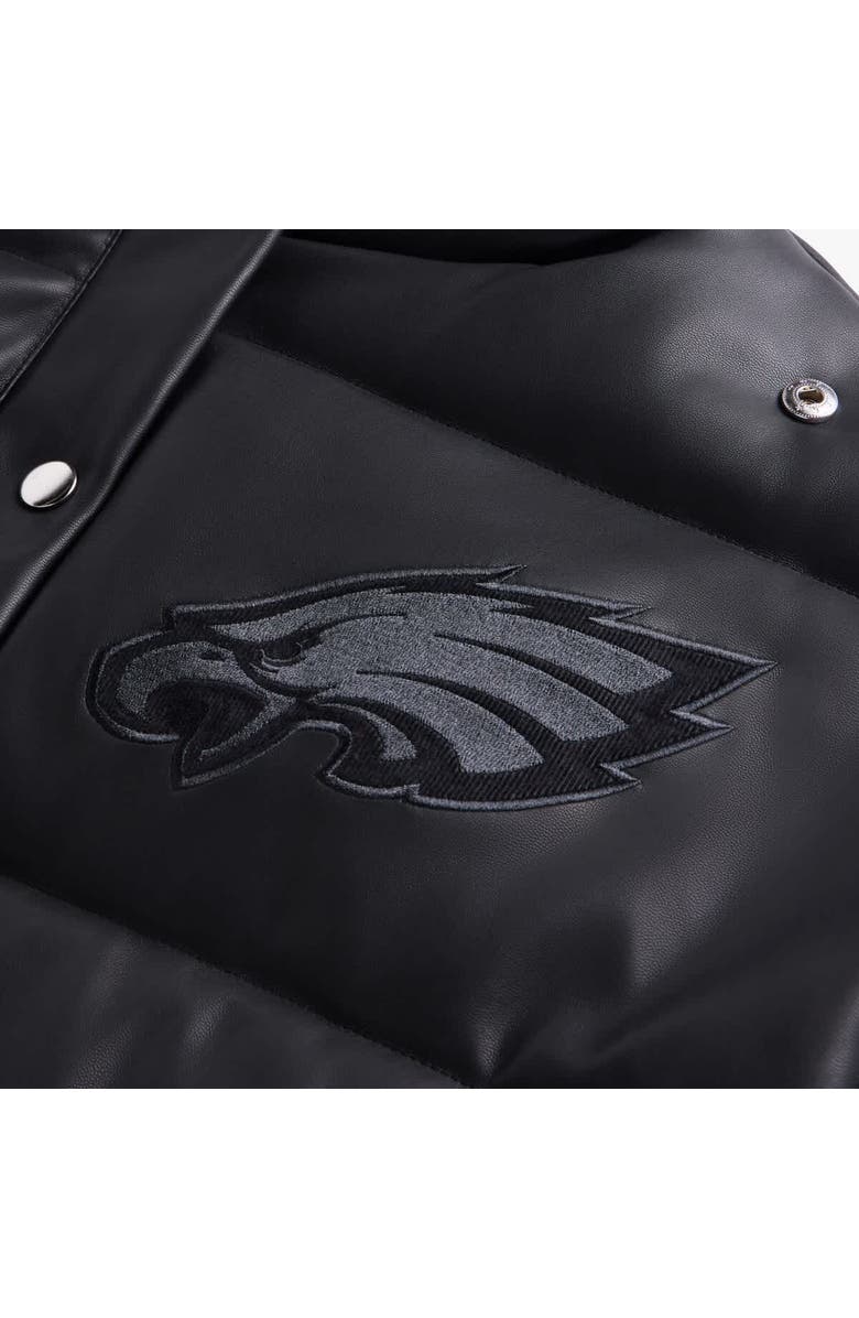 Off Season Women's Black Philadelphia Eagles Faux Leather Puffer Jacket, Alternate, color, Black
