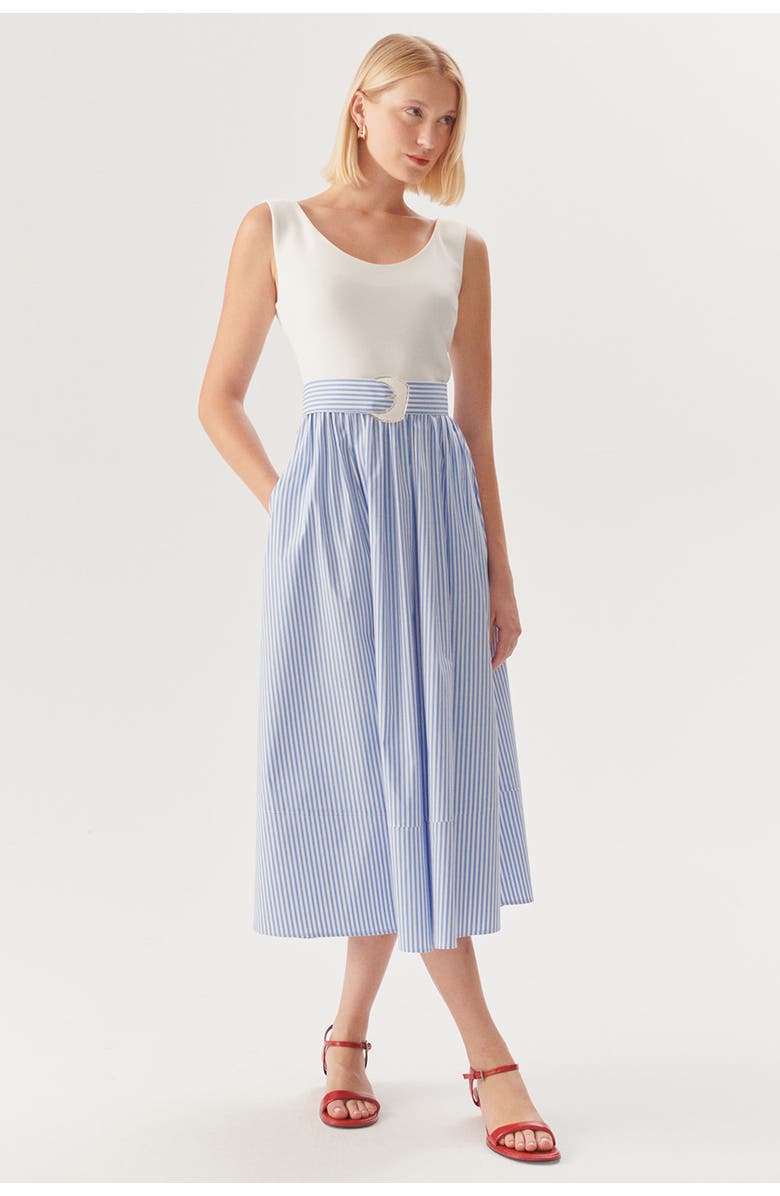 Exquise Harper Knit Midi Dress, Main, color, Blue-White