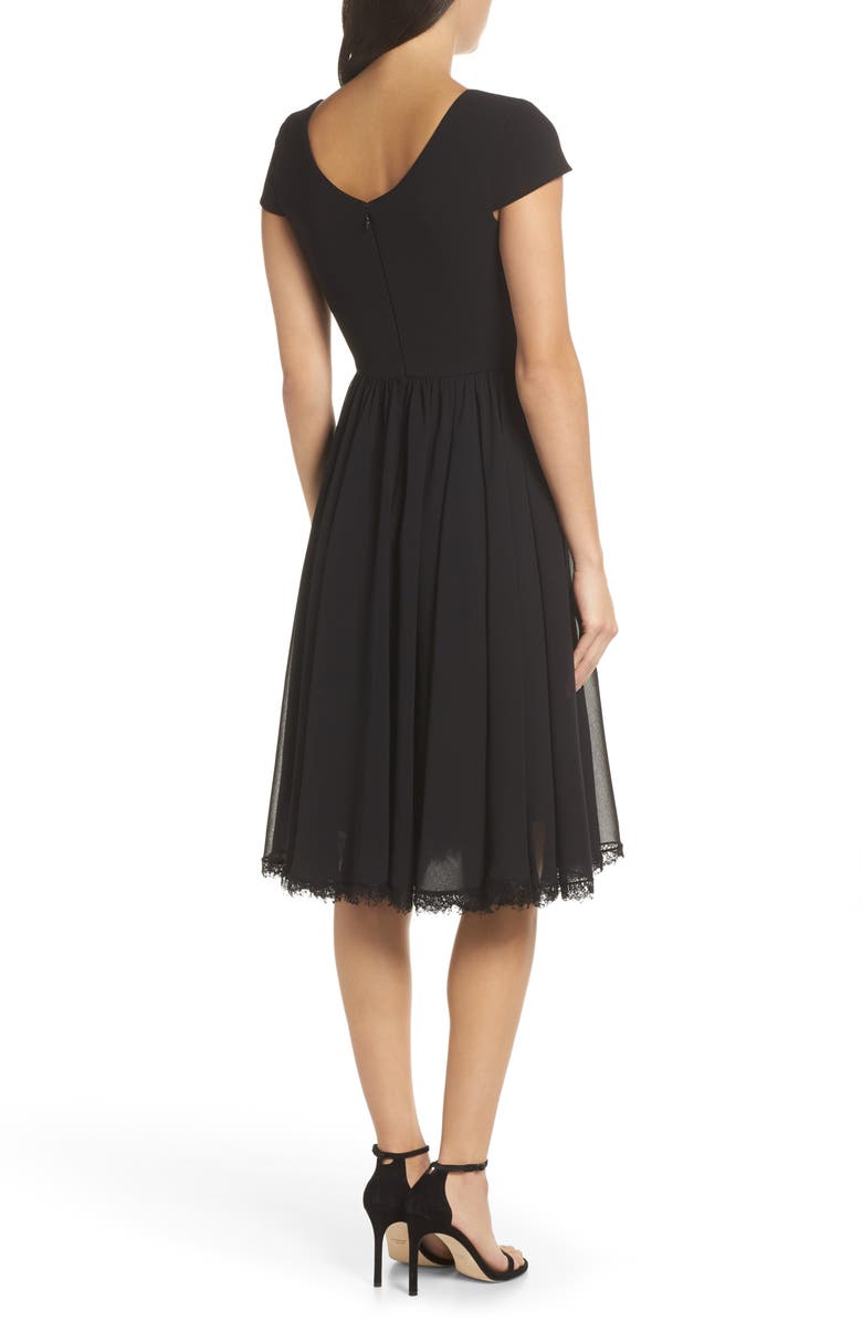 Dress the Population Corey Chiffon Fit & Flare Cocktail Dress, Alternate, color, Black