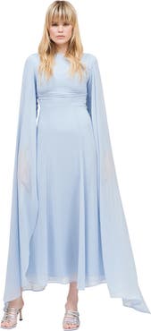 MARYISA Modest Ruffle Mesh Dress Maxi