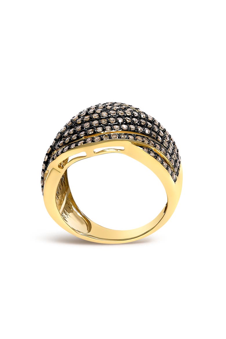10K Yellow Gold Plated .925 Sterling Silver 1.0 ctw Champagne Diamond Crossover Ring, Alternate, color, Yellow Gold over Silver