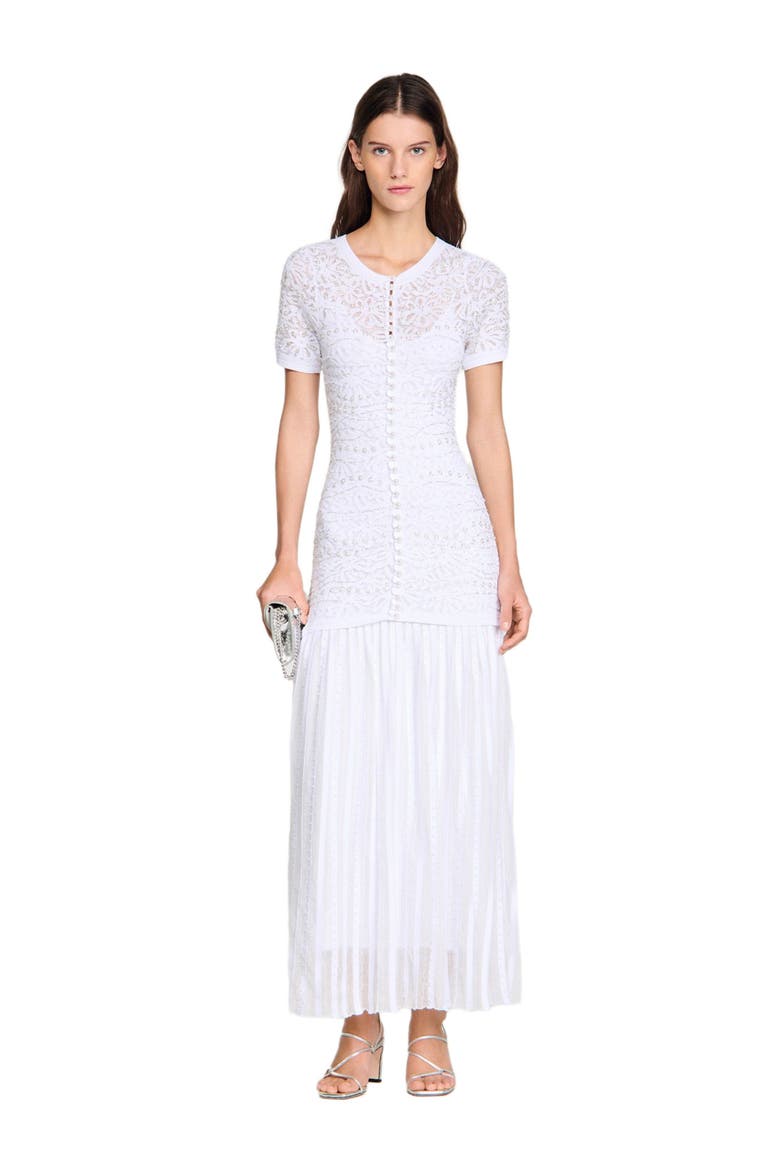 Beaded knit maxi dress, Alternate, color, White