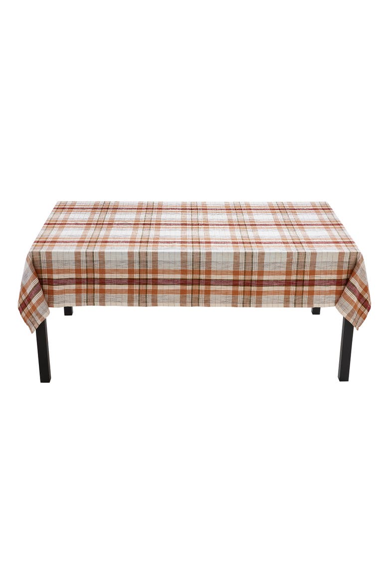 Eva Slub Weave Plaid Tablecloth for Fall Harvest Multicolor, Alternate, color, Orange