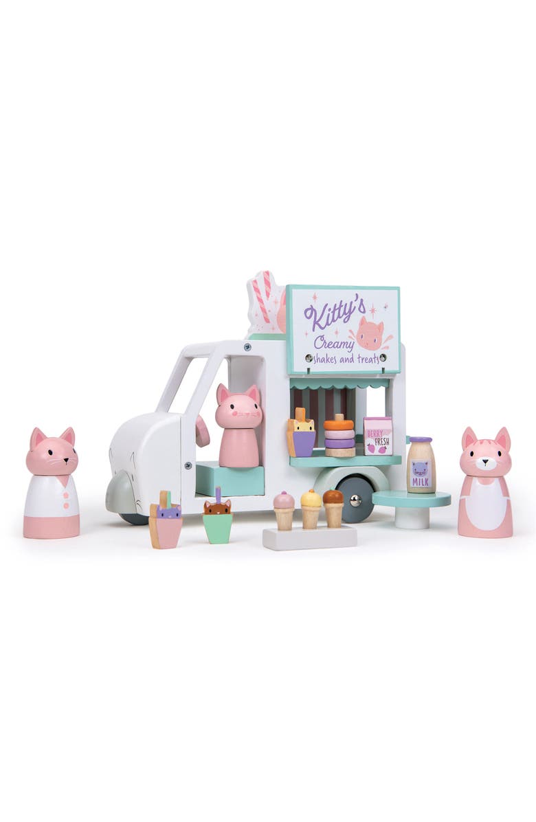 Tender Leaf Toys Kitty's Milkshake Van Play Set, Alternate, color, White Multi