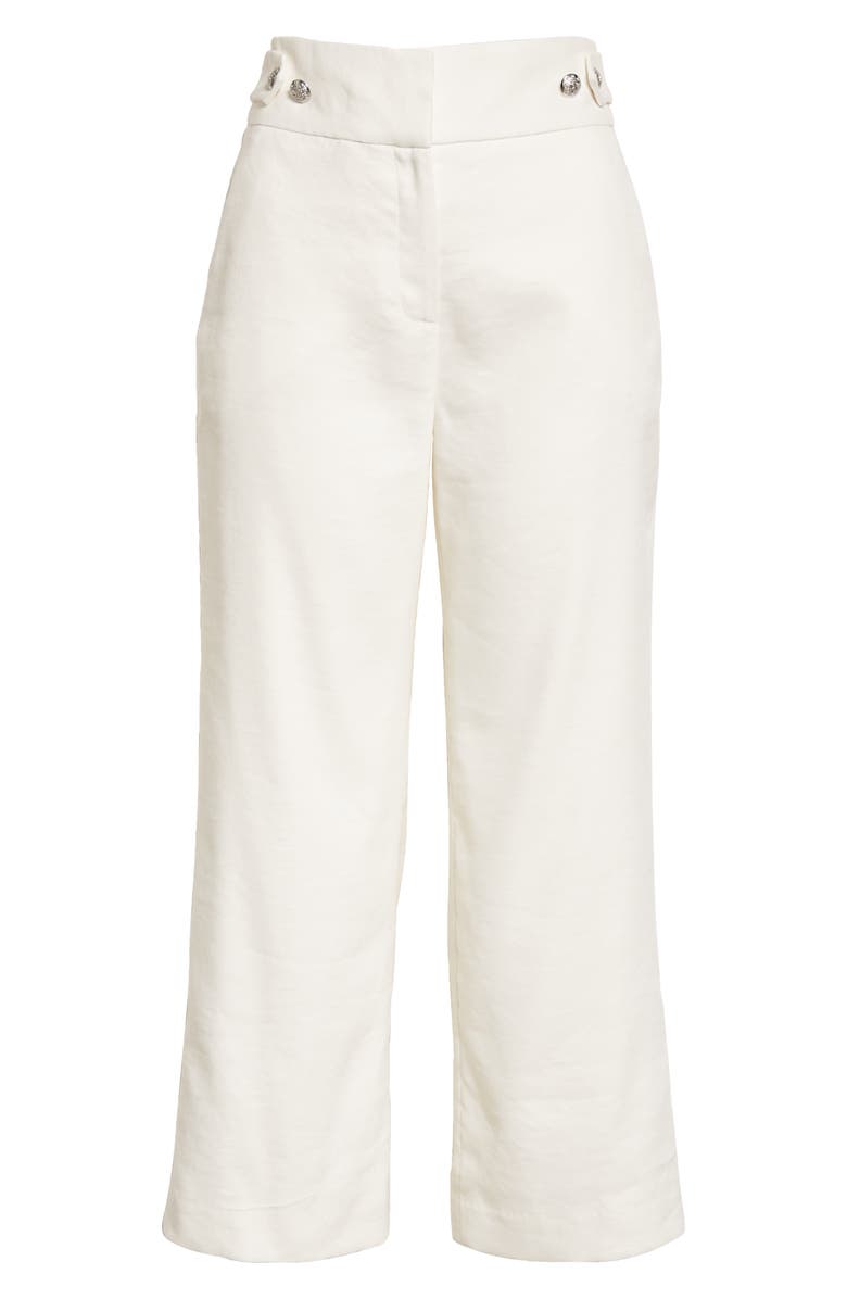 Veronica Beard Aubrie Linen Blend Crop Pants, Alternate, color, White
