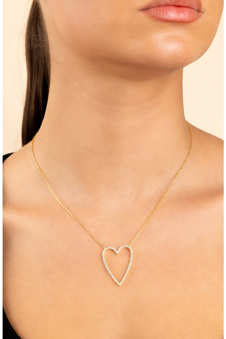 Margit 14k Gold Plated Sterling Silver Heart Pendant Necklace, Alternate, color, GOLD